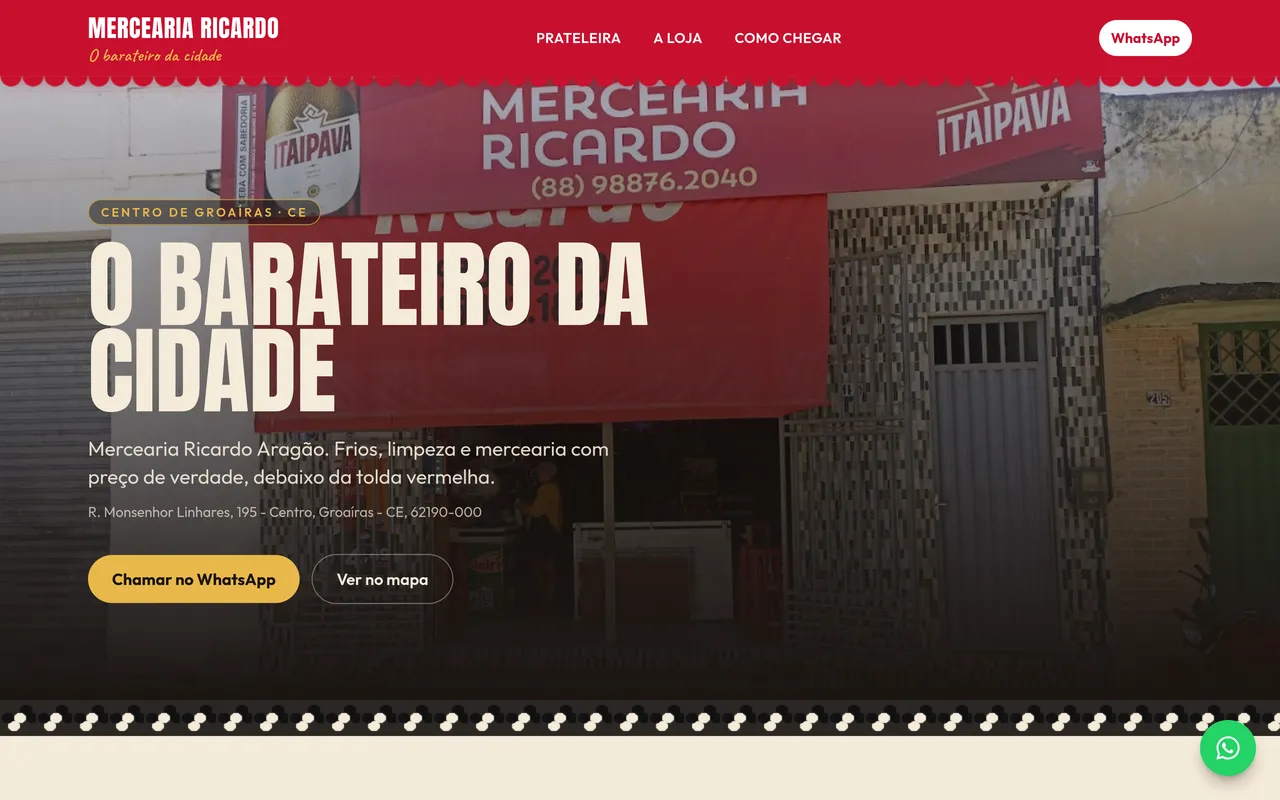Print do site Mercearia Ricardo